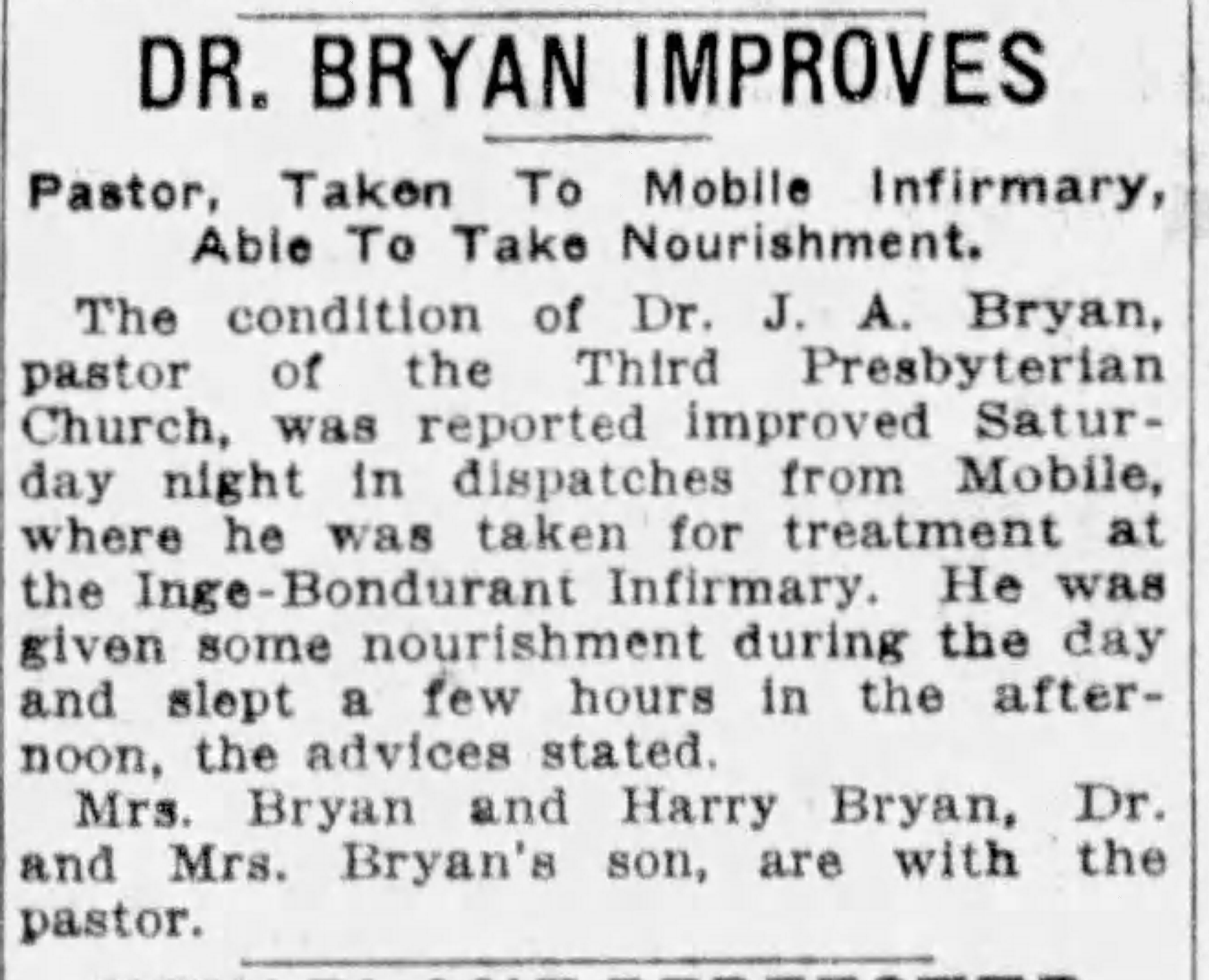 Dr. Bryan Improves